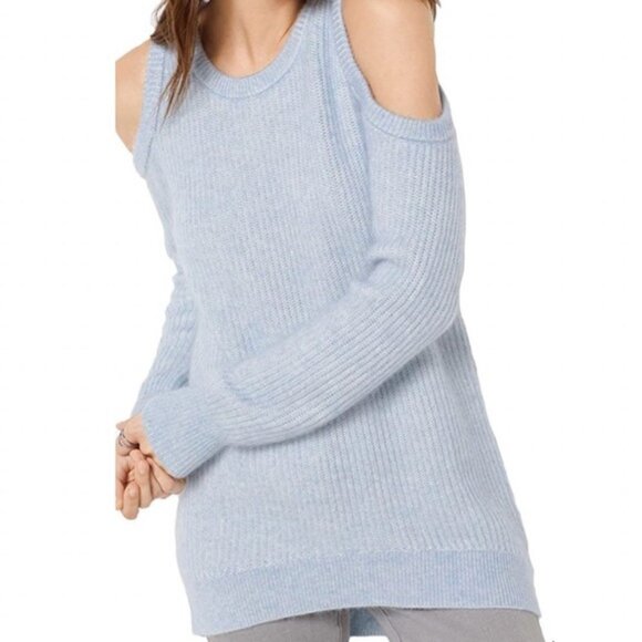 Michael Kors Wool-Blend Peekaboo Cold Shoulder Asymmetrical Hem Soft Sweater S - Picture 4 of 16